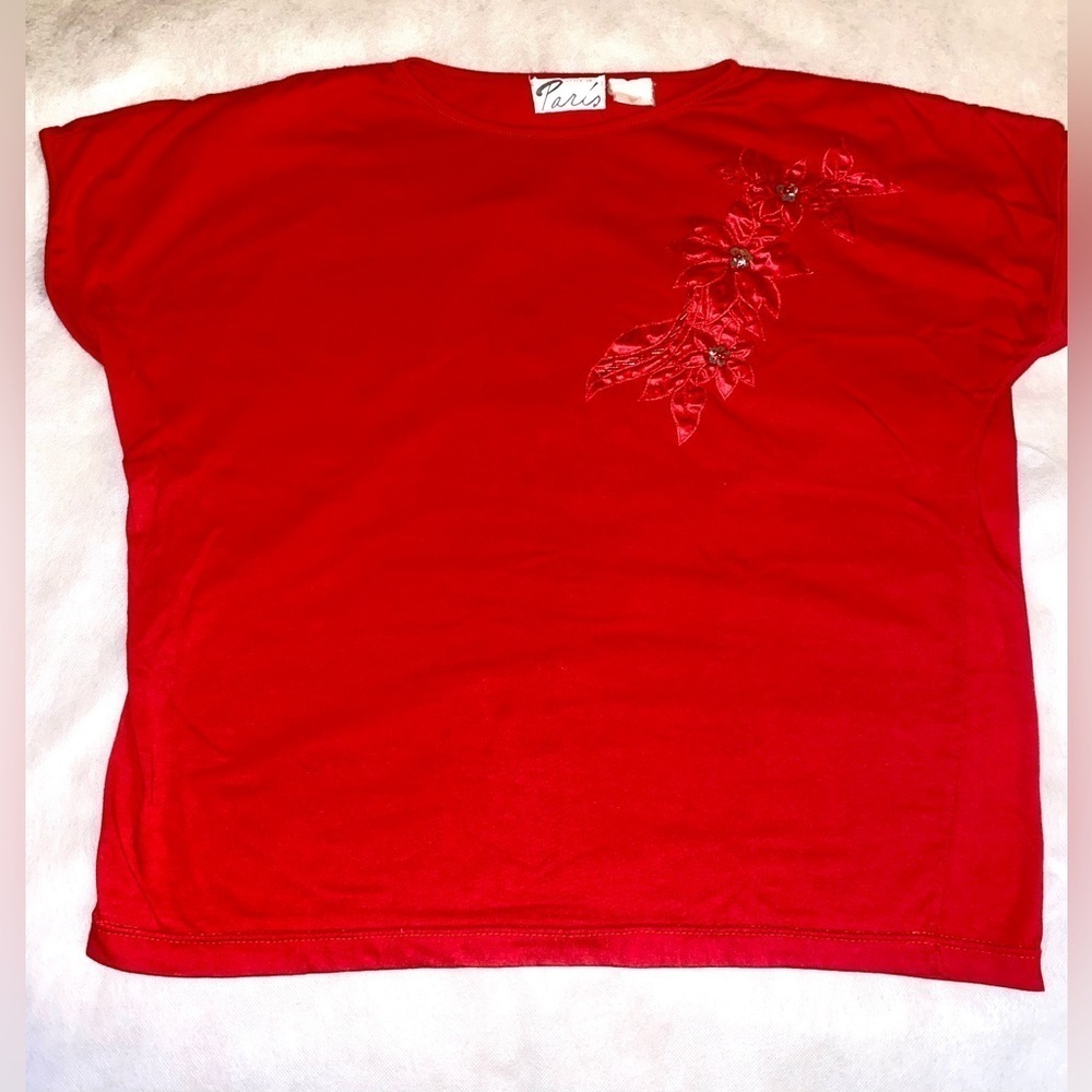 Red Paris Embellished Top